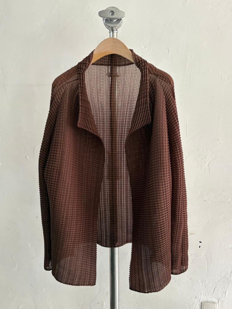Issey Miyake 이세이미야케 플리츠 브라운 오픈 가디건 6