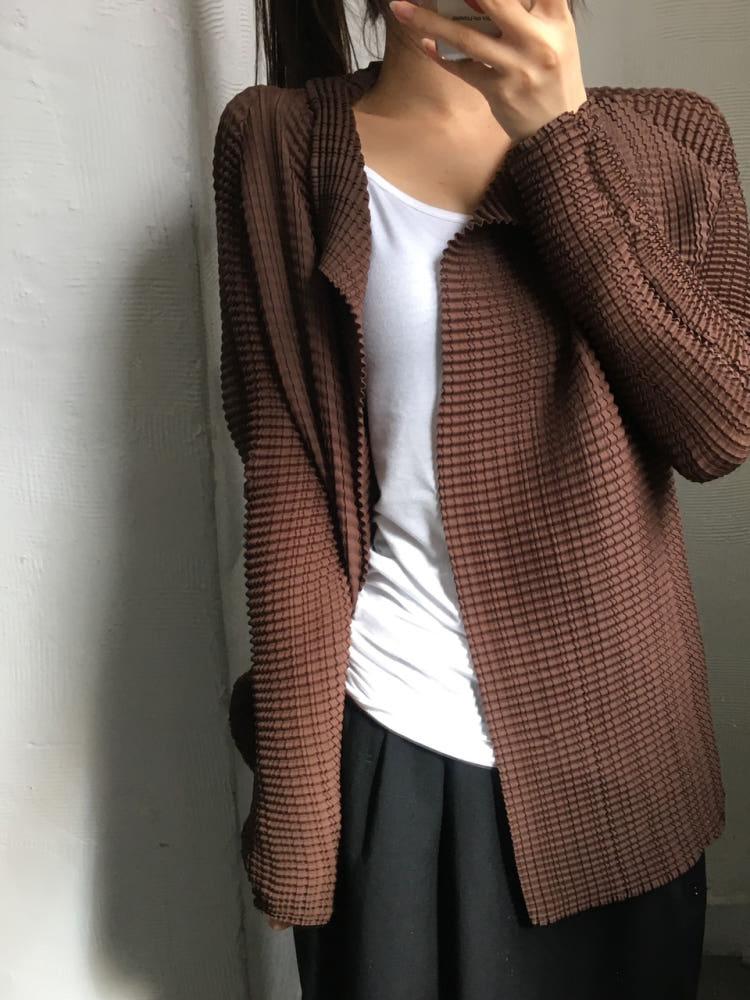 Issey Miyake 이세이미야케 플리츠 브라운 오픈 가디건 4