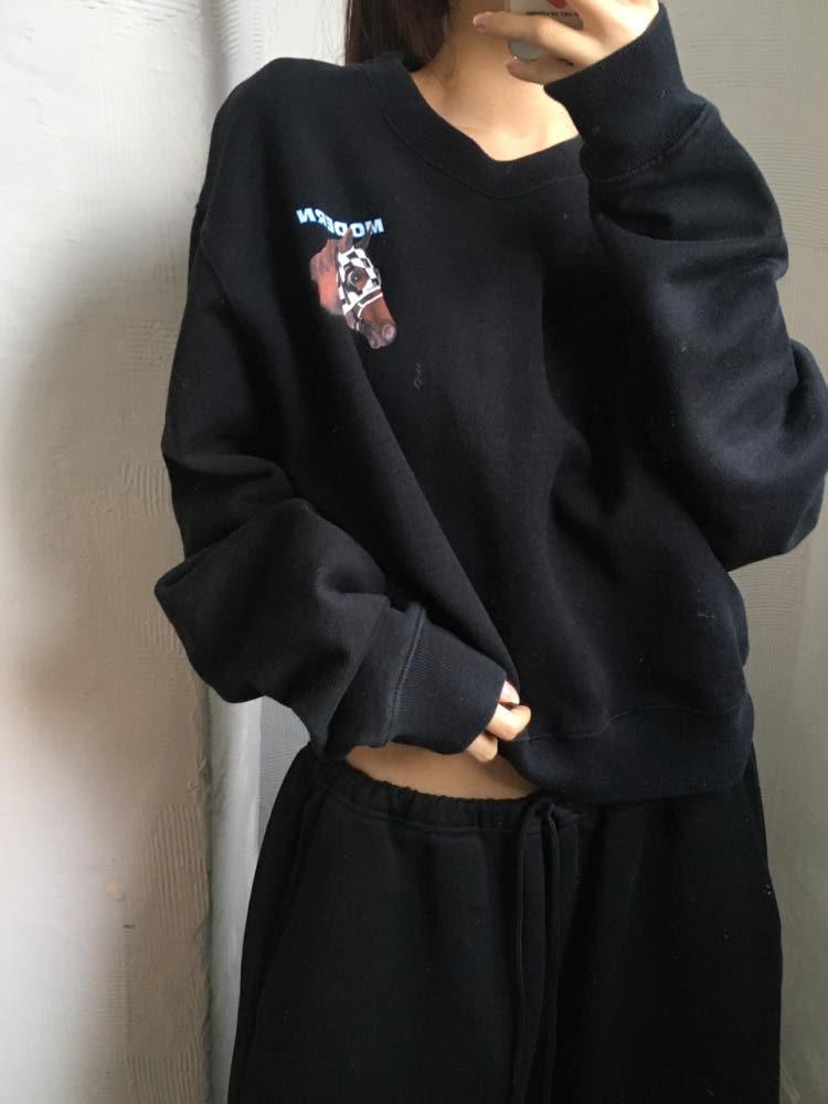Off White 오프화이트 블랙 레이싱 크롭 맨투맨 3