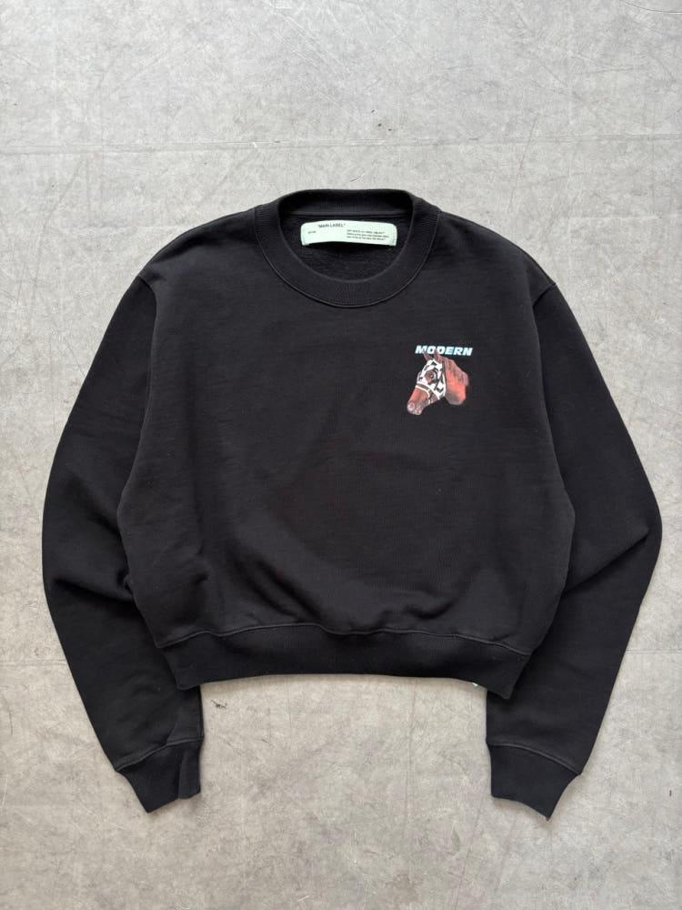 Off White 오프화이트 블랙 레이싱 크롭 맨투맨 6