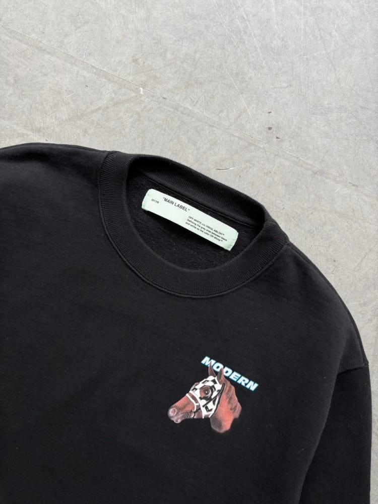 Off White 오프화이트 블랙 레이싱 크롭 맨투맨 7