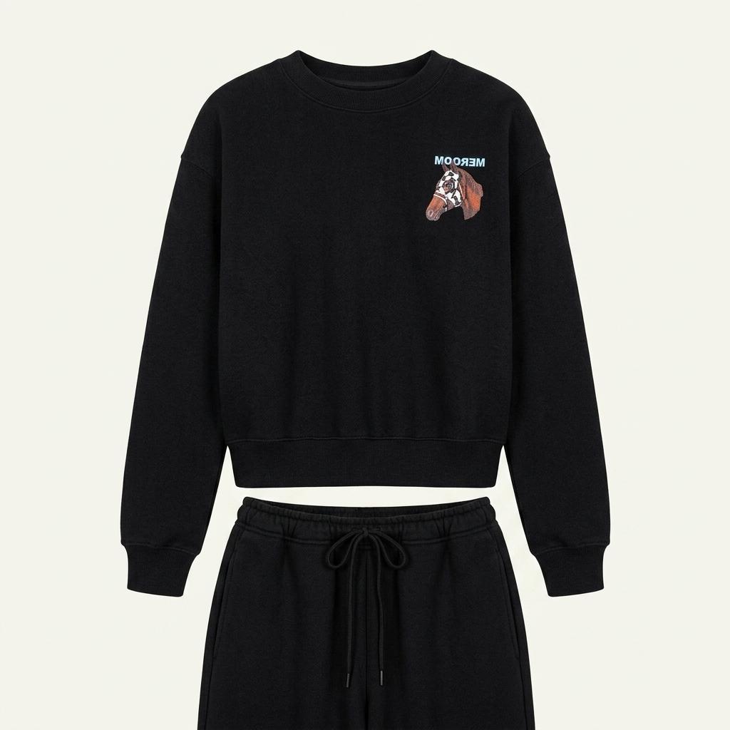 Off White 오프화이트 블랙 레이싱 크롭 맨투맨 1