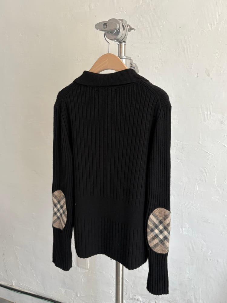 Burberry 버버리 블랙 노바체크 패치 니트 집업 11