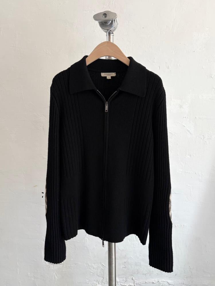 Burberry 버버리 블랙 노바체크 패치 니트 집업 4