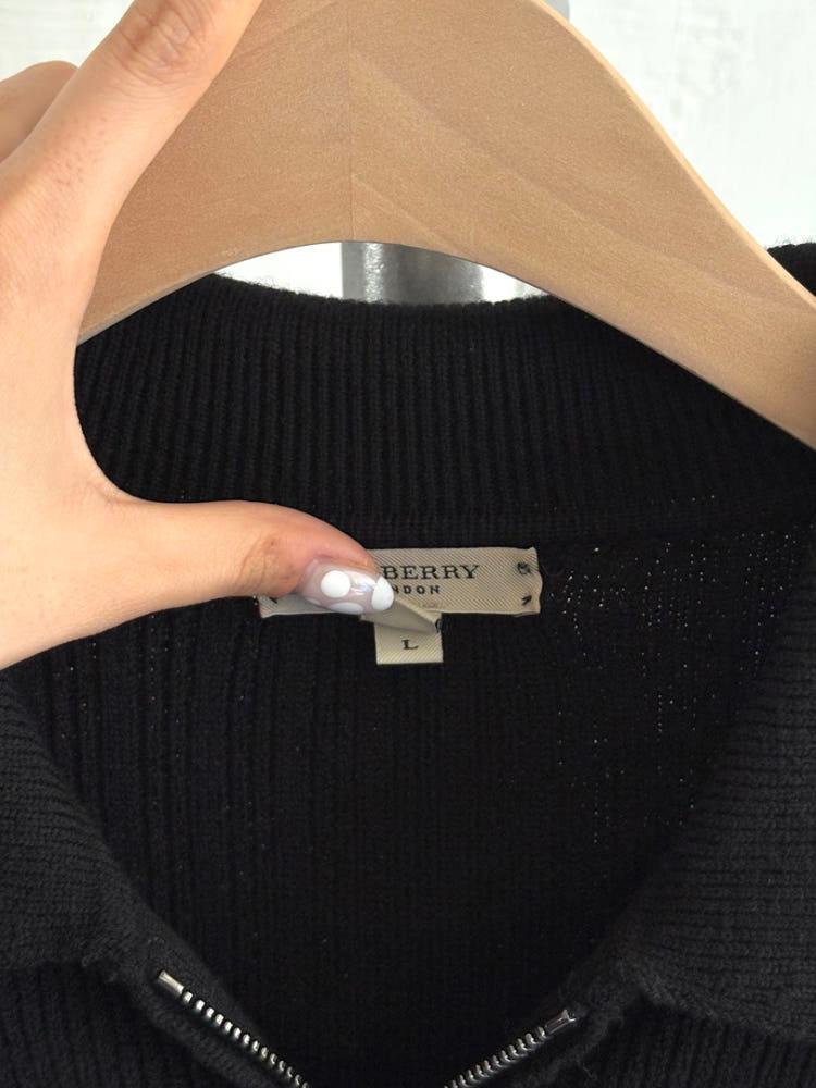 Burberry 버버리 블랙 노바체크 패치 니트 집업 7