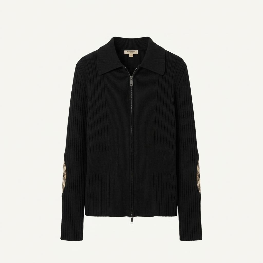 Burberry 버버리 블랙 노바체크 패치 니트 집업 1