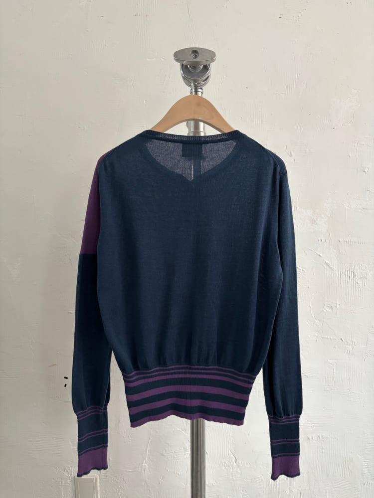 Vivienne Westwood 비비안웨스트우드 블루 퍼플 라운드 가디건 8