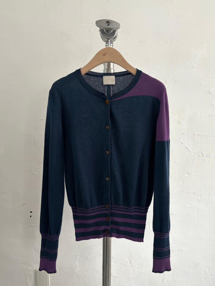 Vivienne Westwood 비비안웨스트우드 블루 퍼플 라운드 가디건 3