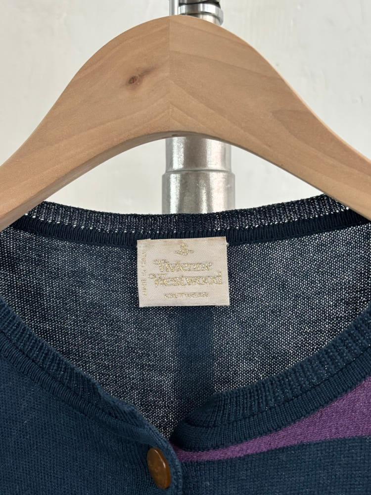 Vivienne Westwood 비비안웨스트우드 블루 퍼플 라운드 가디건 5