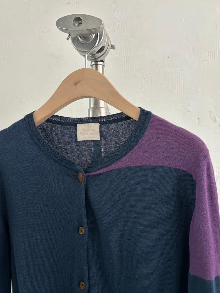 Vivienne Westwood 비비안웨스트우드 블루 퍼플 라운드 가디건 4