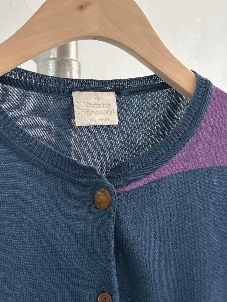 Vivienne Westwood 비비안웨스트우드 블루 퍼플 라운드 가디건 6