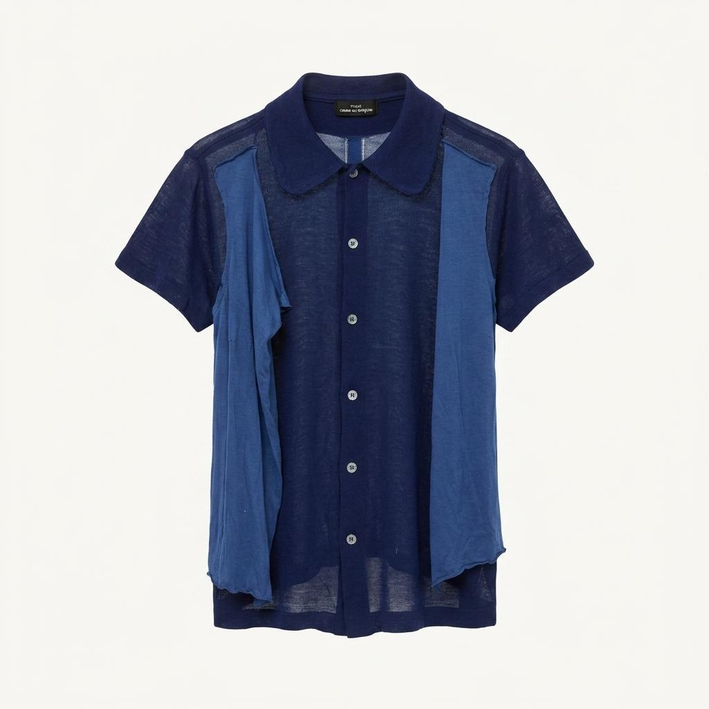 Comme des Garcons 꼼데가르송 트리콧 2005’s 블루 반팔 카라 블라우스 1