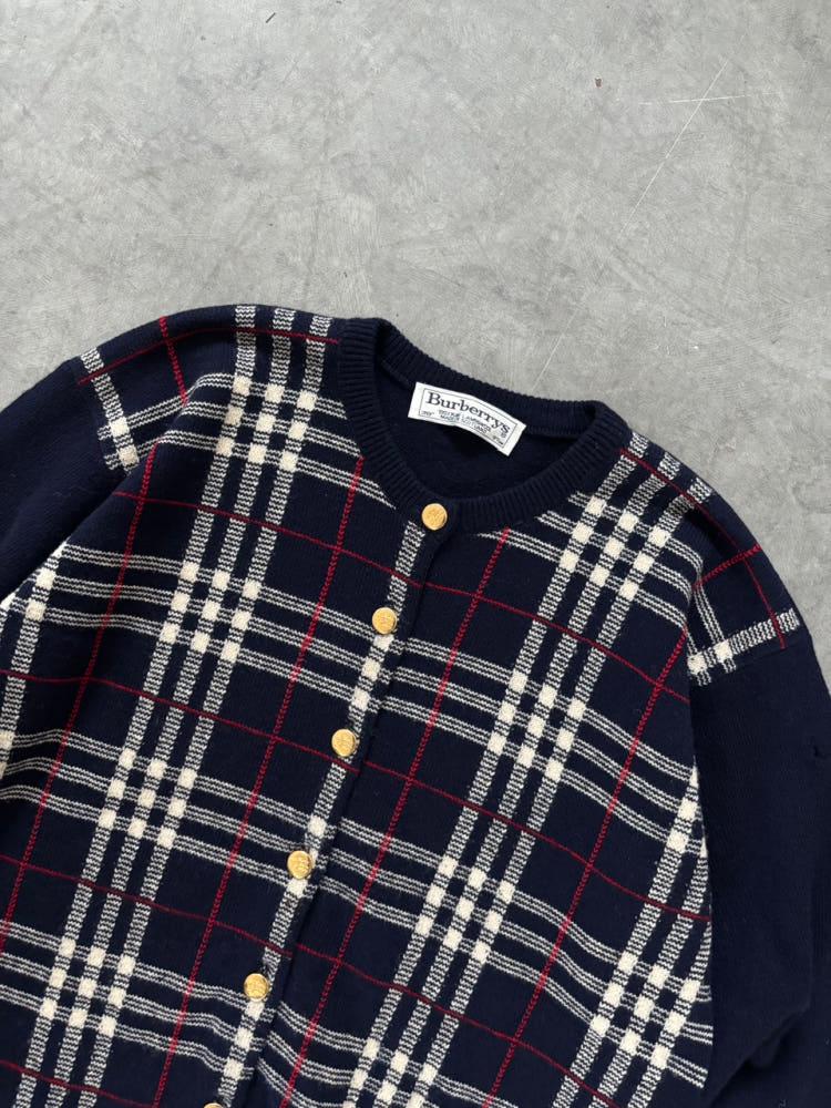 Burberry 버버리 네이비 노바체크 금장 가디건 4