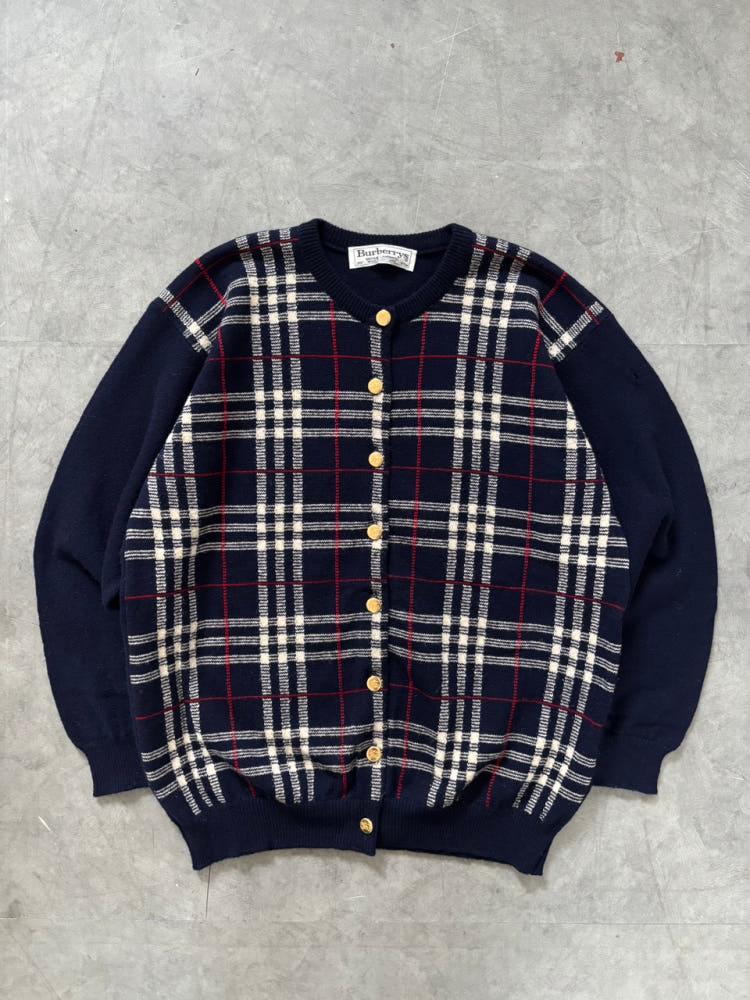 Burberry 버버리 네이비 노바체크 금장 가디건 3