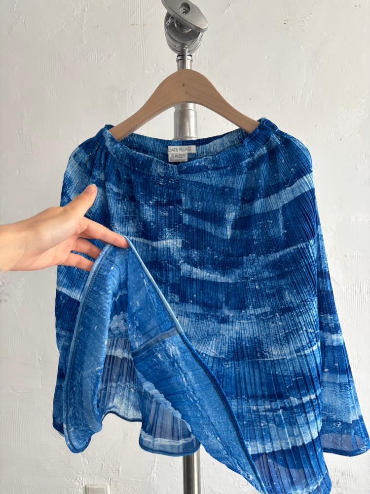 Pleats Please 플리츠플리즈 블루 플리츠 미디 스커트 10