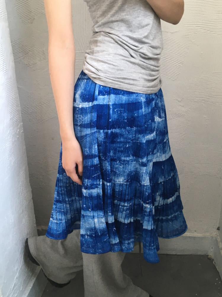 Pleats Please 플리츠플리즈 블루 플리츠 미디 스커트 3