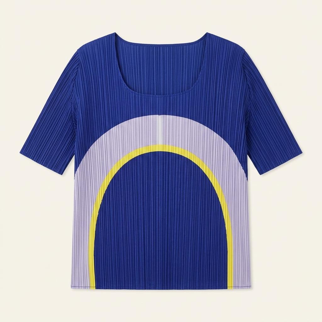 Pleats Please 플리츠플리즈 퍼플 옐로우 플리츠 반팔 1
