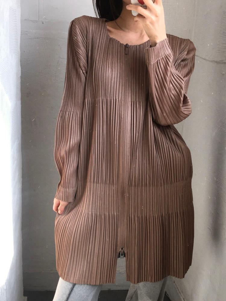 Pleats Please 플리츠플리즈 브라운 플리츠 집업 자켓 3