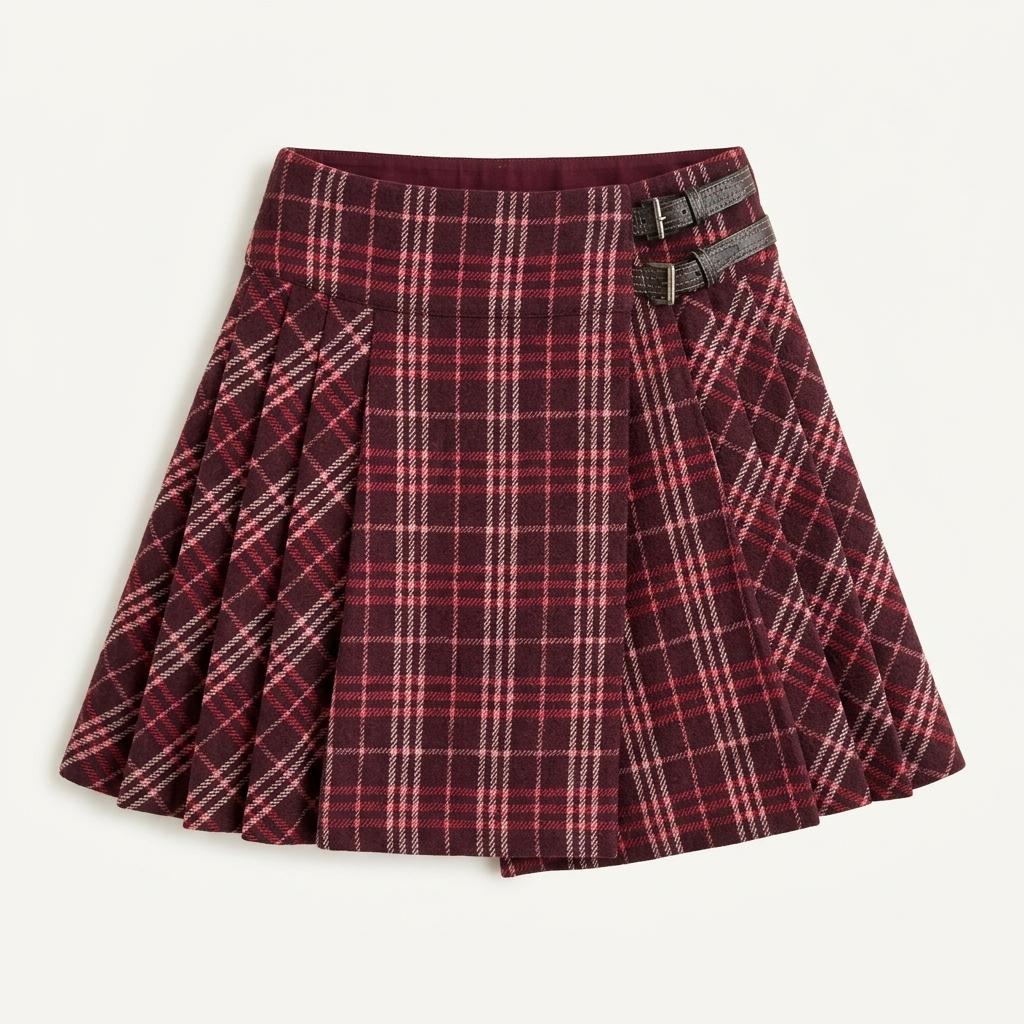 Burberry 버버리 블루라벨 버건디 체크 스커트 1