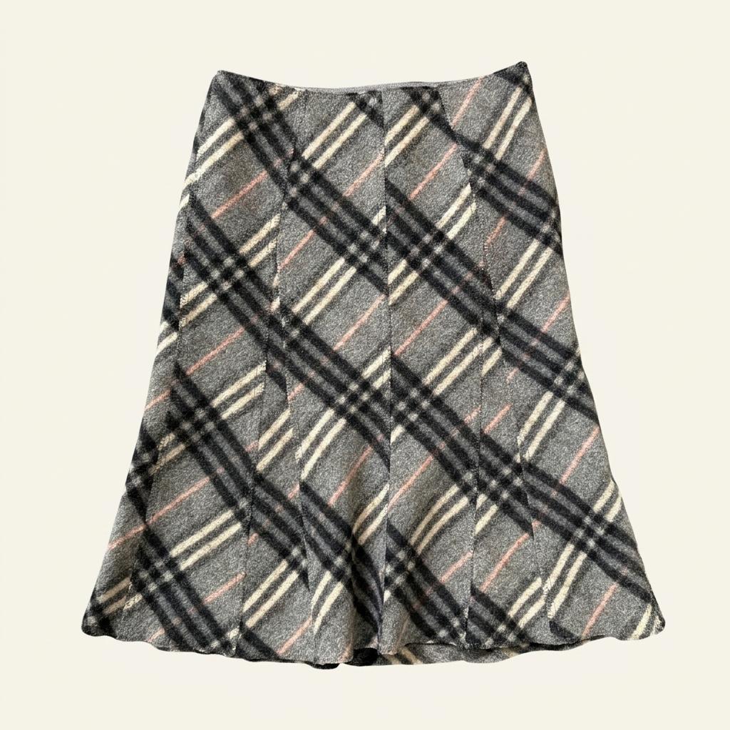 Burberry 버버리 블루라벨 그레이 체크 울 스커트 1