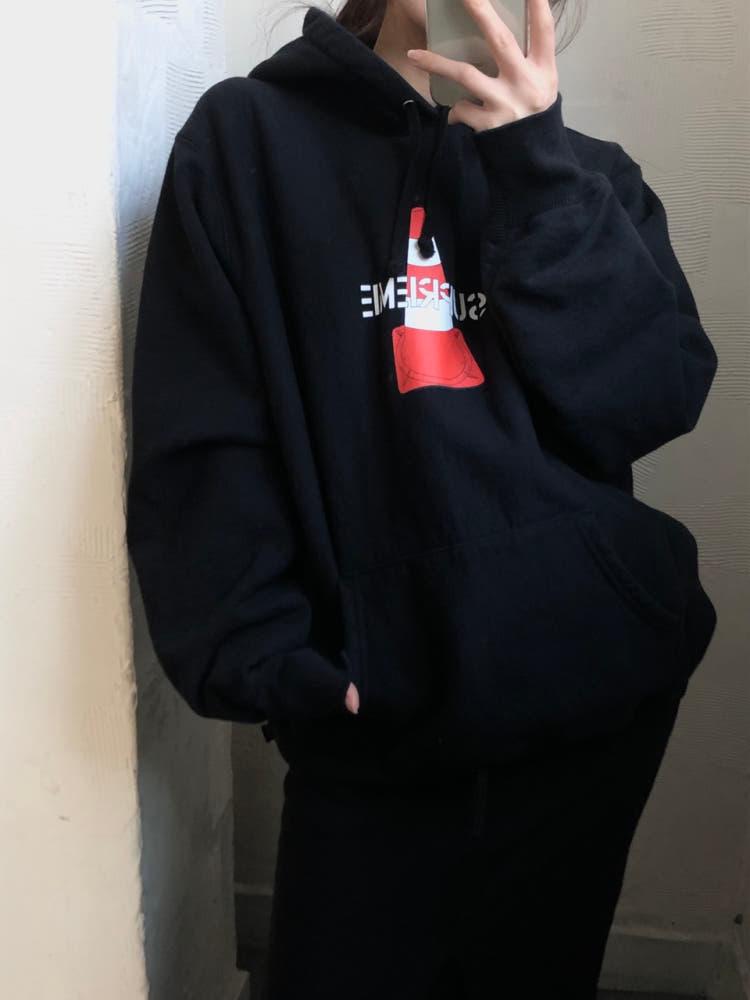 Supreme 슈프림 19FW 콘 로고 블랙 후드 3