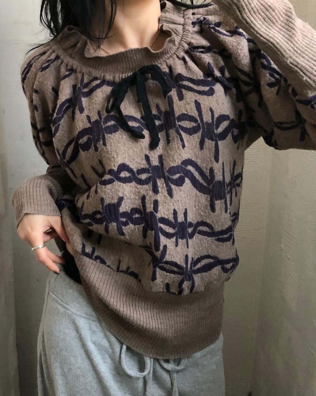 Vivienne Westwood 비비안웨스트우드 앵글로매니아 리본 베이지 니트 2