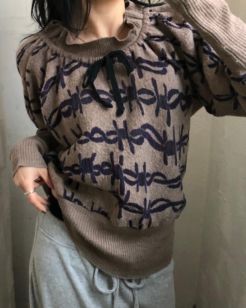 Vivienne Westwood 비비안웨스트우드 앵글로매니아 리본 베이지 니트 3
