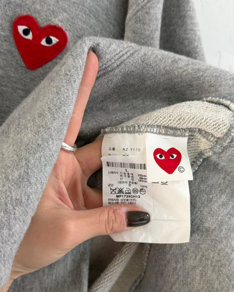 COMMEdesGARCONS 꼼데가르송 레드와펜 그레이컬러 후드티 6