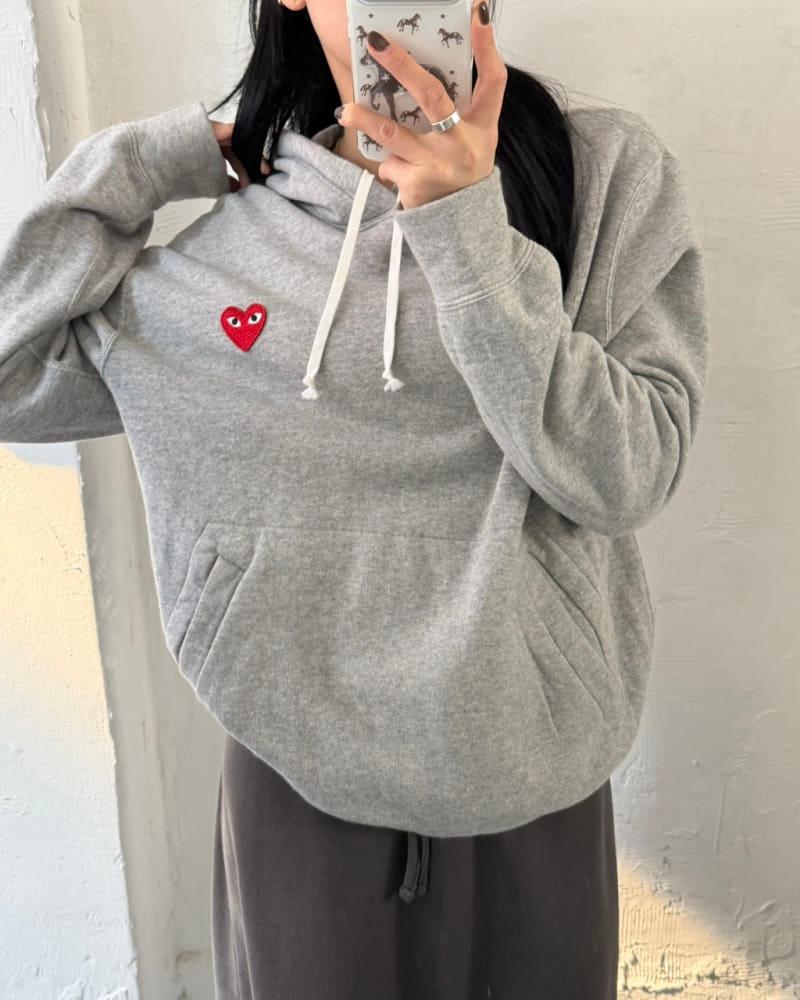COMMEdesGARCONS 꼼데가르송 레드와펜 그레이컬러 후드티 8