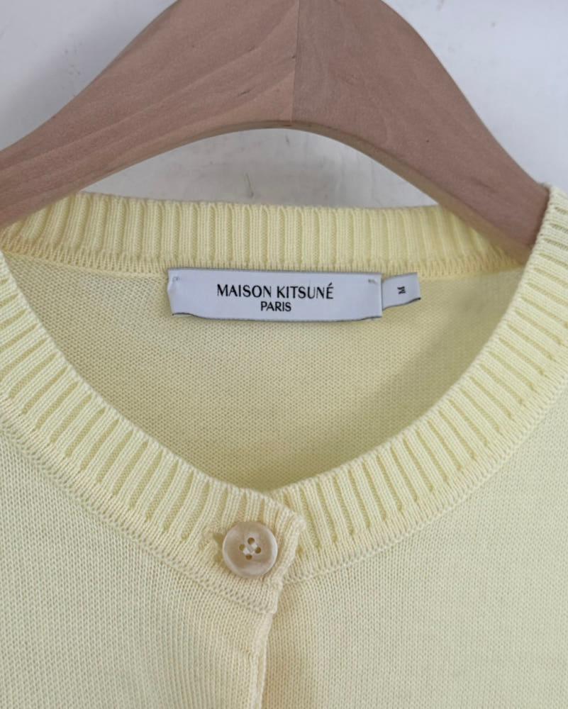 Maison Kitsune 메종키츠네 폭스패치 레몬컬러 라운드넥 울 가디건 7