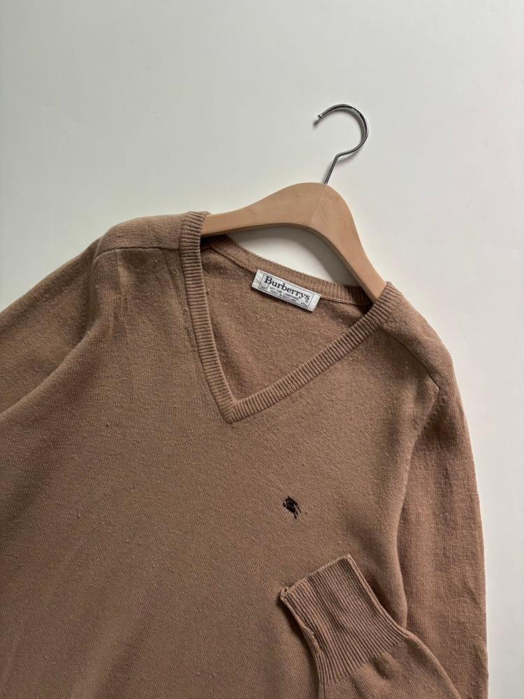 Burberry 버버리 베이지 램스울 브이넥 니트 4