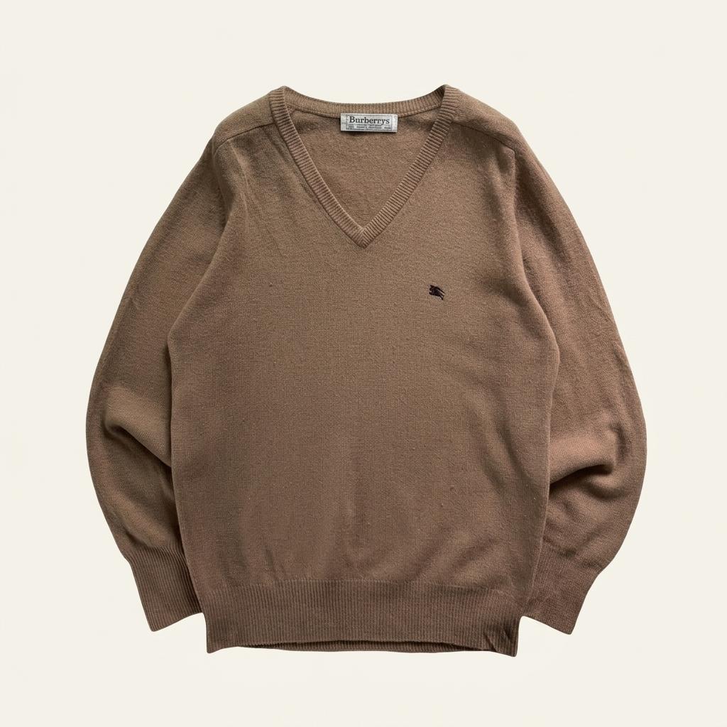 Burberry 버버리 베이지 램스울 브이넥 니트 1