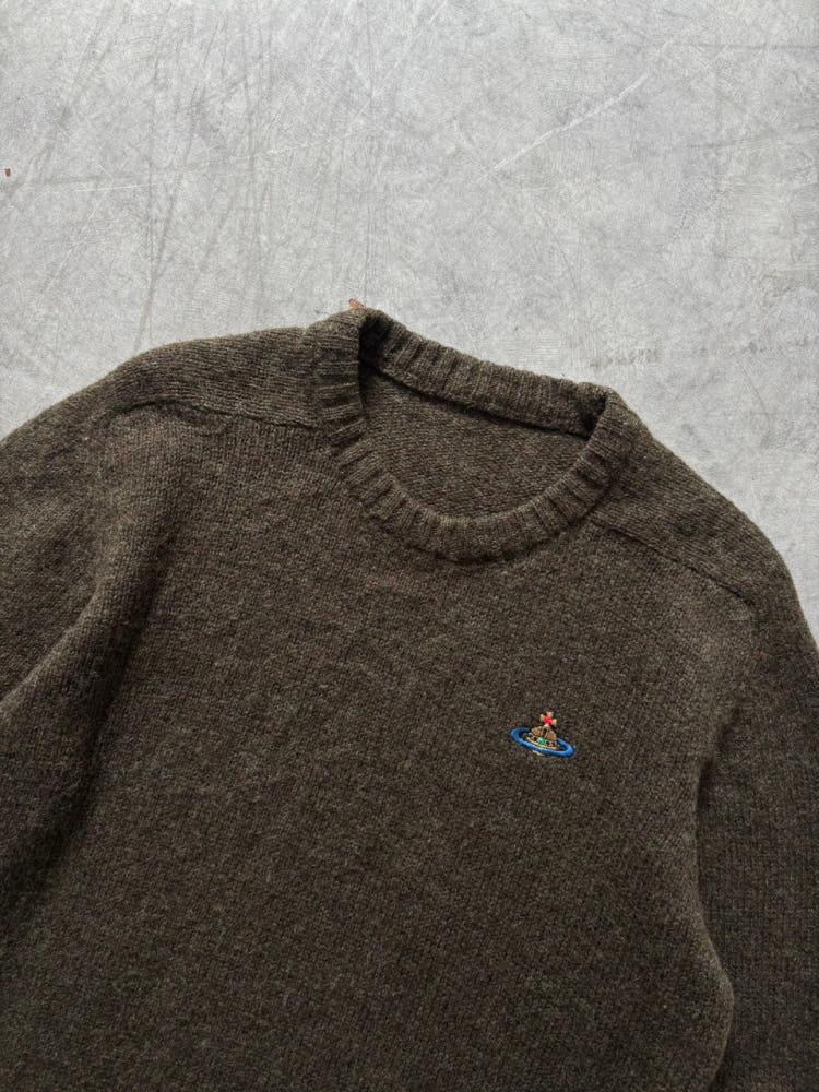 Vivienne Westwood 비비안웨스트우드 90‘s 브라운 로고 라운드넥 니트 4