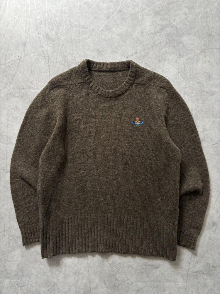 Vivienne Westwood 비비안웨스트우드 90‘s 브라운 로고 라운드넥 니트 3