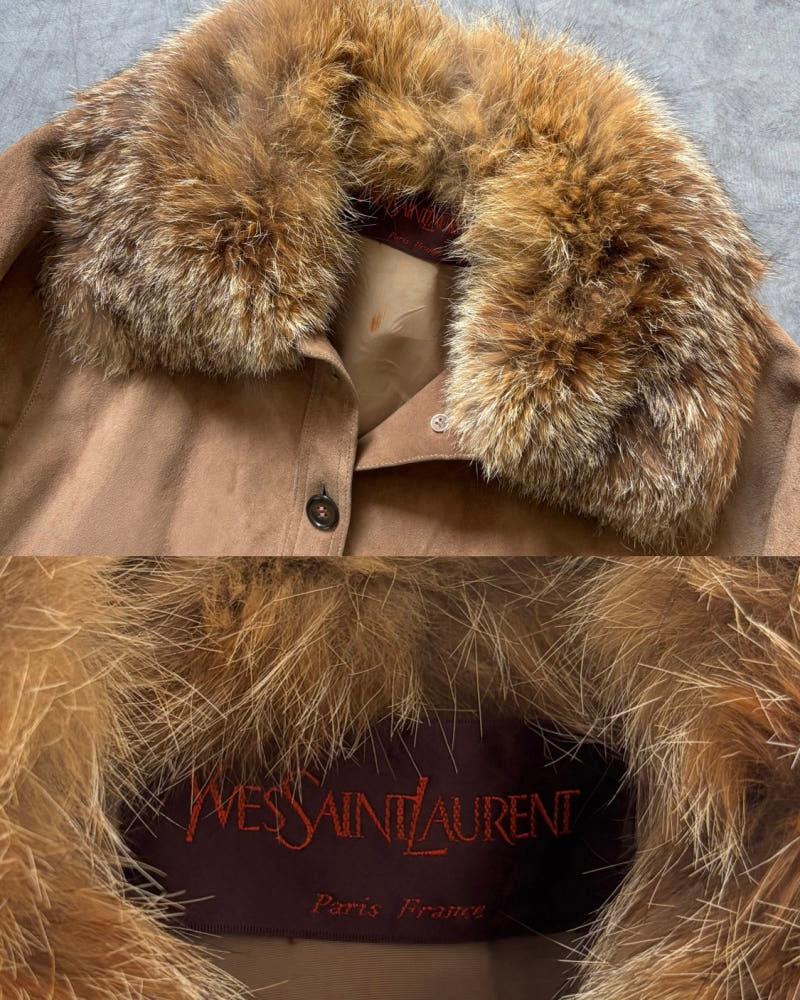 Yves Saint Laurent 입생로랑 90‘s 브라운 퍼 트리밍 스웨이드 자켓 7