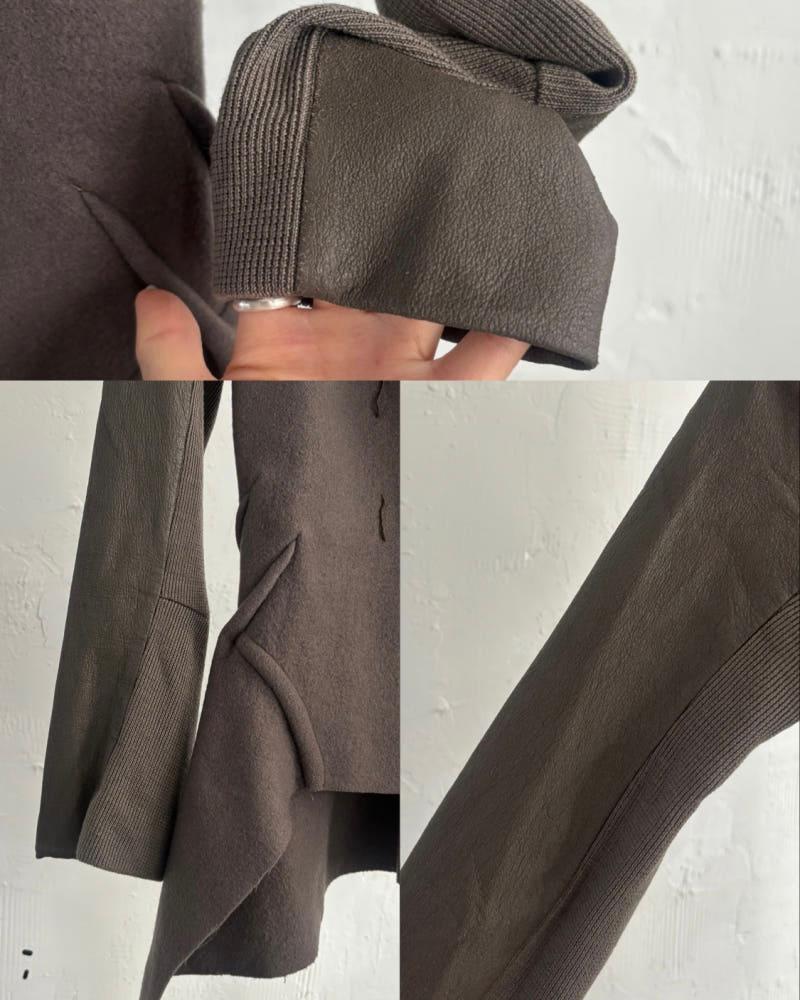 Rick Owens 릭오웬스 브라운 울 트리밍 언발 자켓 10