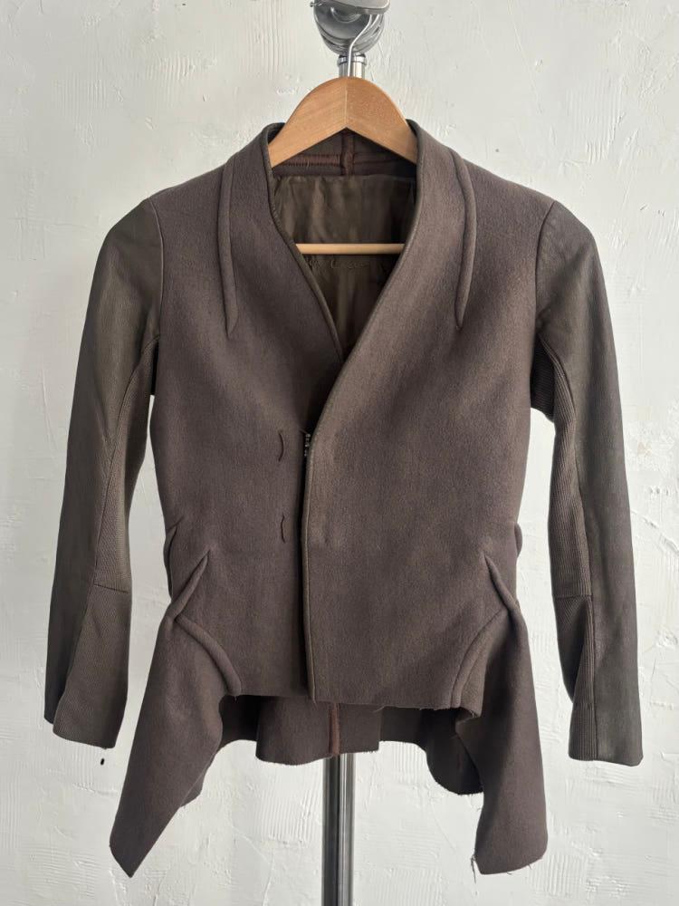 Rick Owens 릭오웬스 브라운 울 트리밍 언발 자켓 6