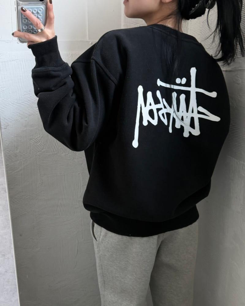 Stussy 스투시 블랙컬러 빅스탁로고 맨투맨 9