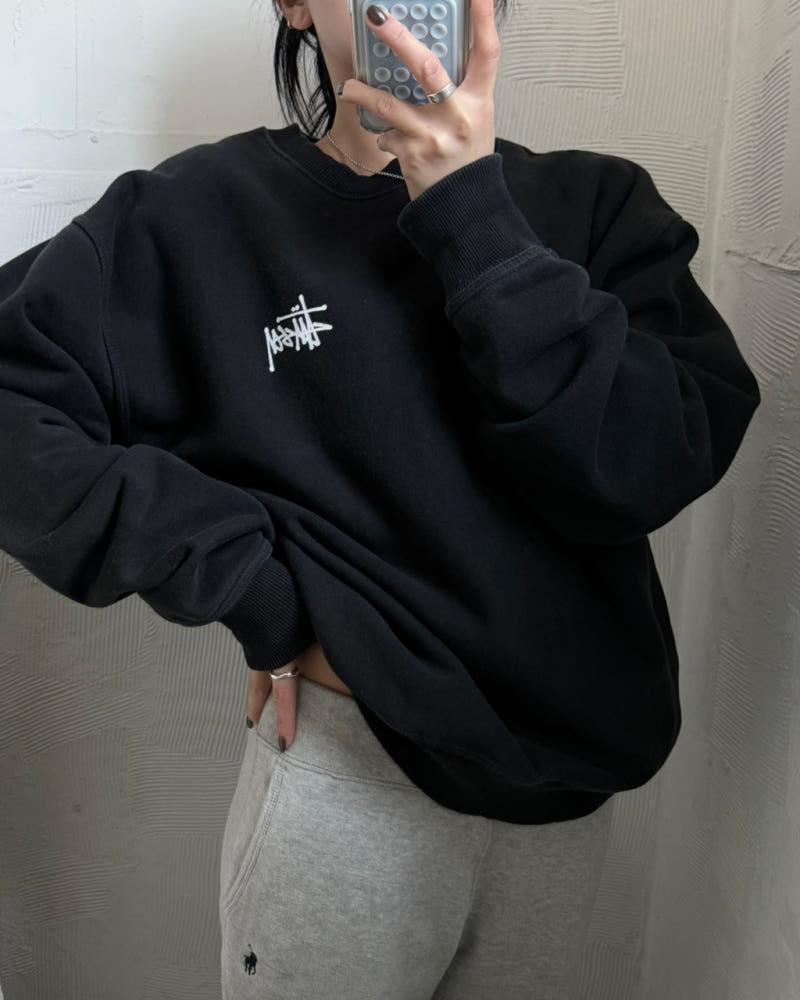 Stussy 스투시 블랙컬러 빅스탁로고 맨투맨 10