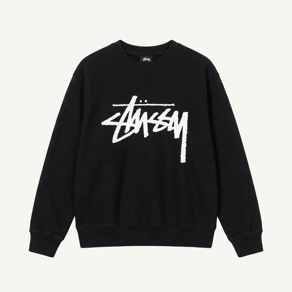 Stussy 스투시 블랙컬러 빅스탁로고 맨투맨 1