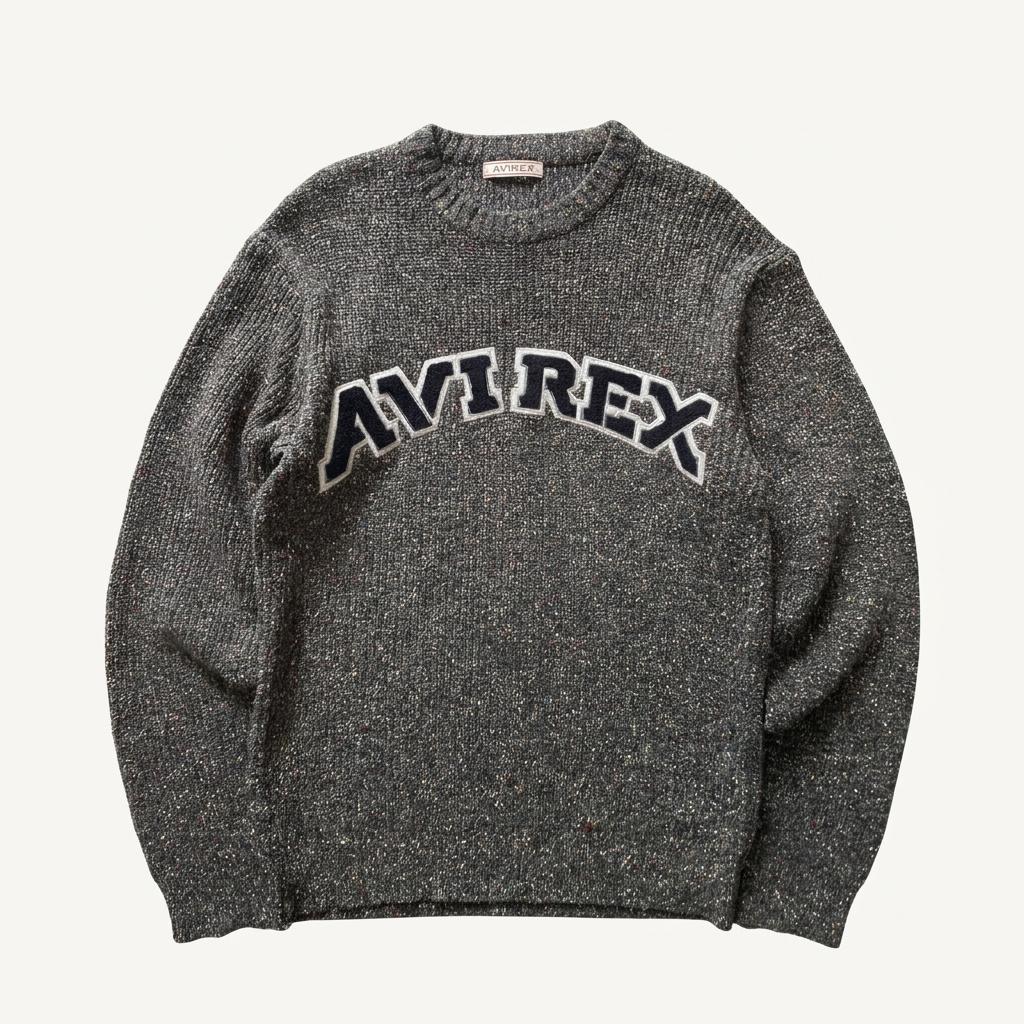 Avirex 아비렉스 자수로고 차콜 보카시 울 니트 1