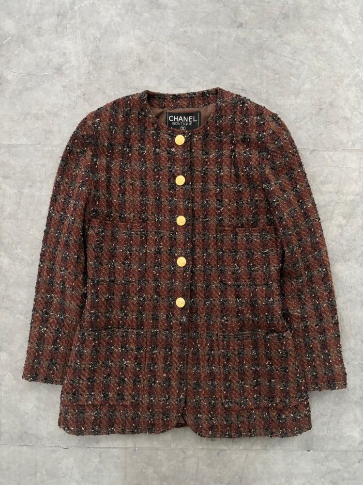 Chanel 샤넬 90’s 브라운 멀티컬러 트위드 자켓 6