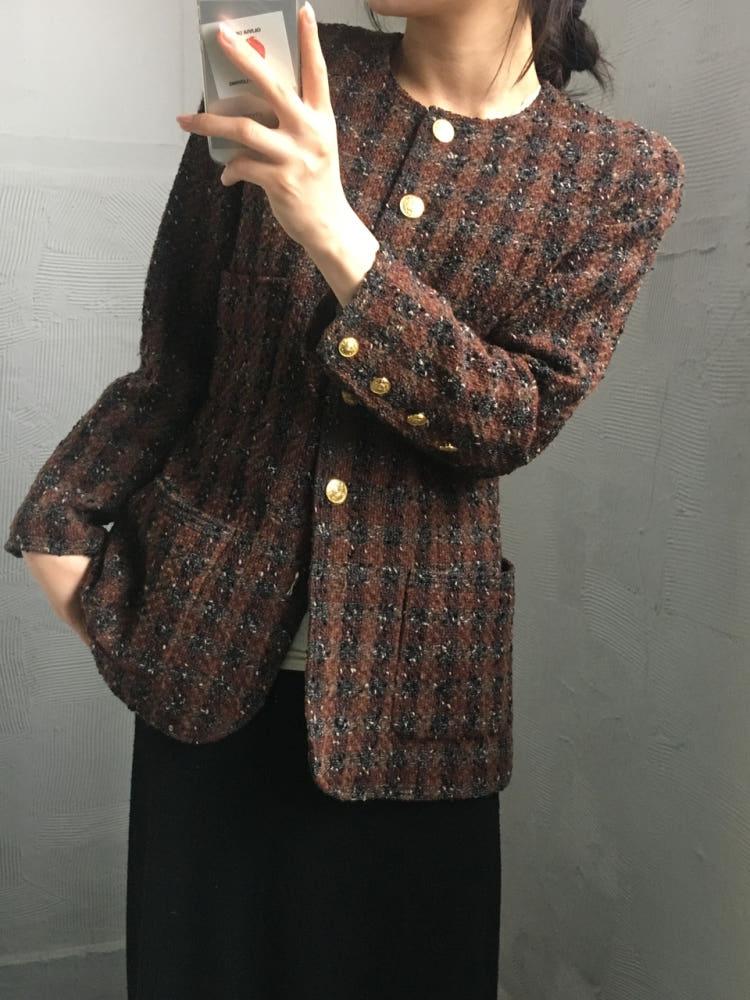Chanel 샤넬 90’s 브라운 멀티컬러 트위드 자켓 4