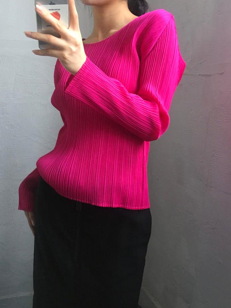Pleats Please 플리츠플리즈 핑크 롱슬리브 5