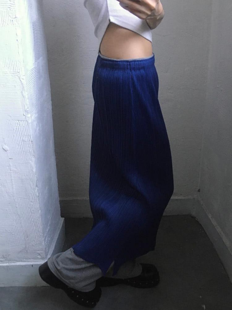 Pleats Please 플리츠플리즈 블루 플리츠 롱 스커트 4