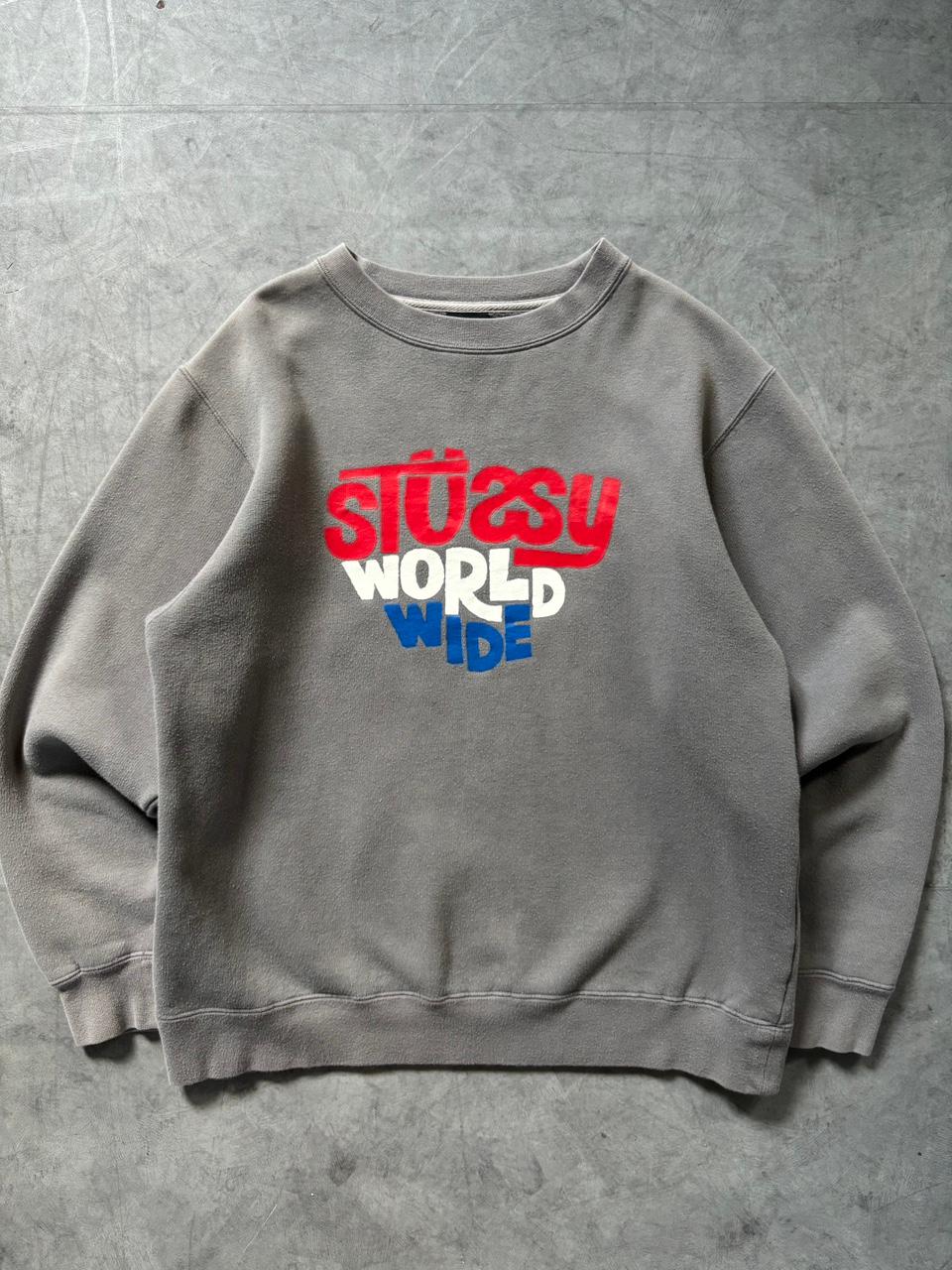 Stussy 스투시 90’s 그레이 월드 와이드 크루넥 스웻셔츠 2