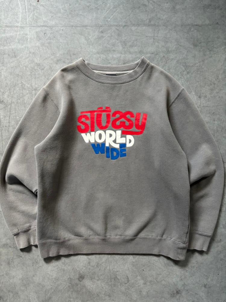 Stussy 스투시 90’s 그레이 월드 와이드 크루넥 스웻셔츠 3
