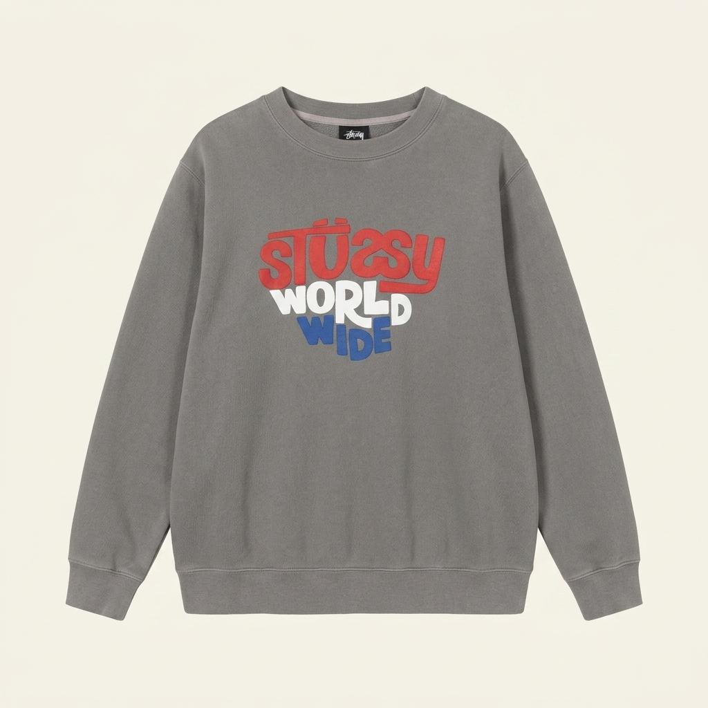 Stussy 스투시 90’s 그레이 월드 와이드 크루넥 스웻셔츠 1
