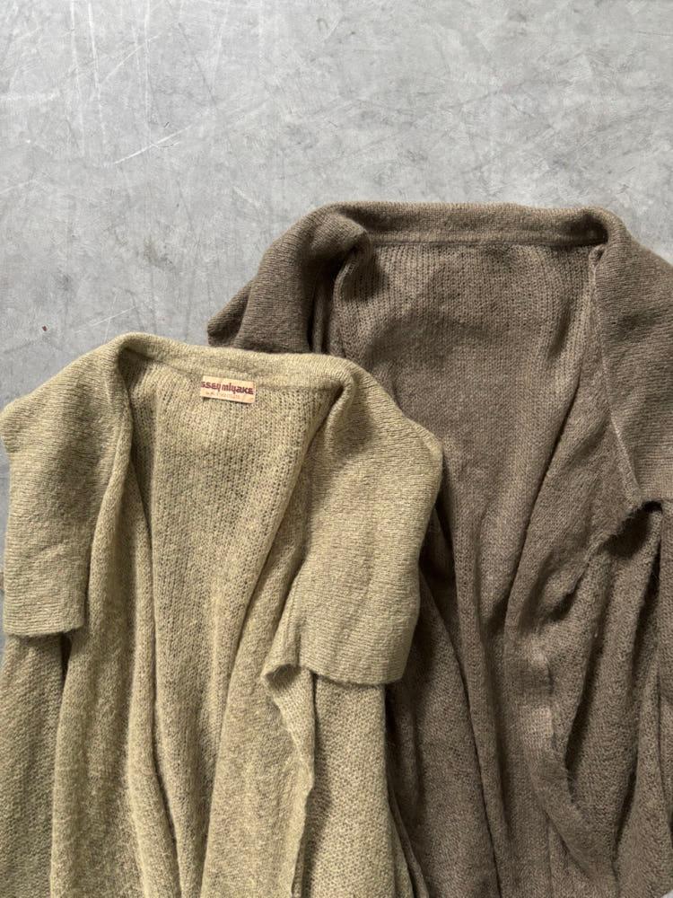 Issey Miyake 이세이미야케 90’s 카키-브라운 레이어드 가디건 10
