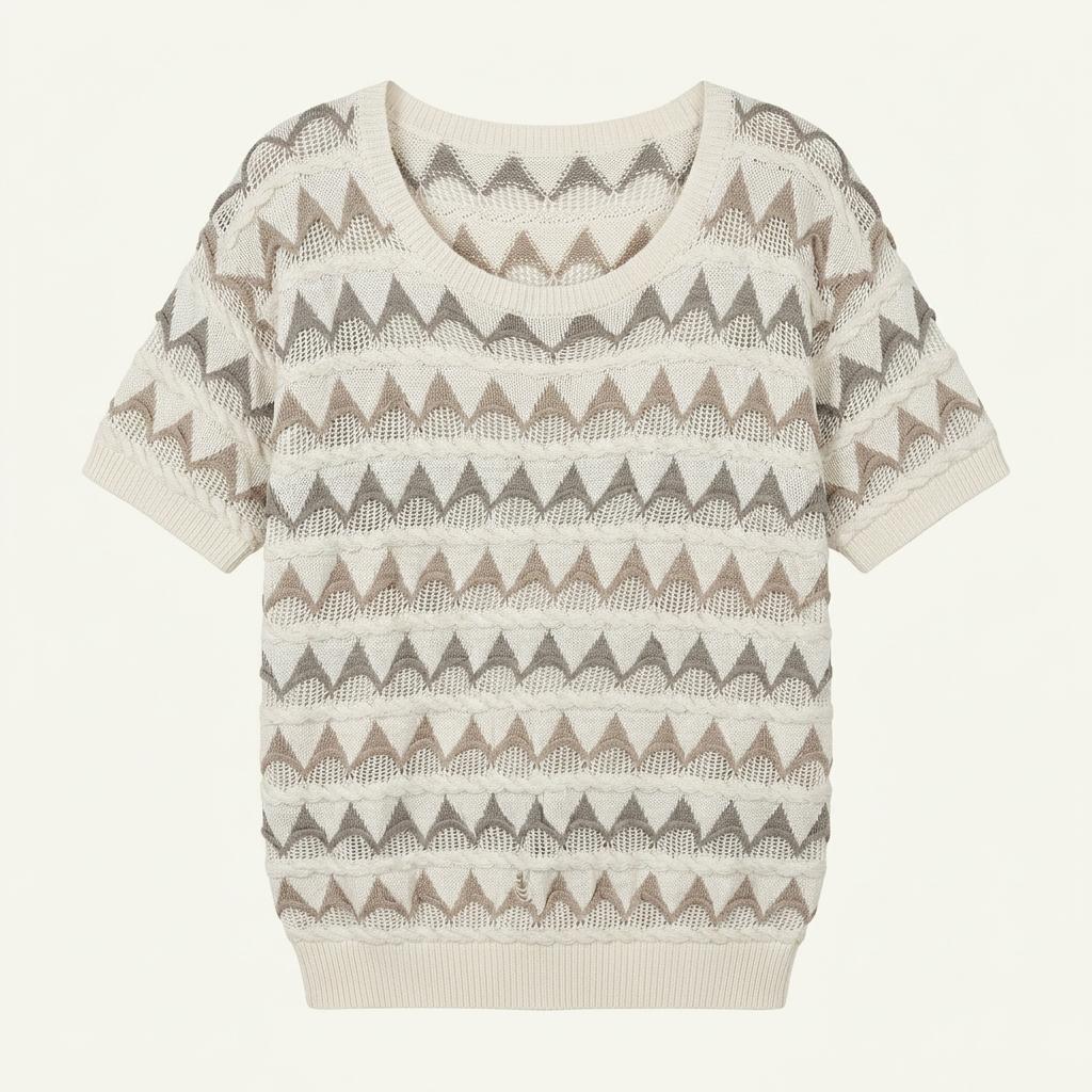 Issey Miyake 이세이미야케 90’s 베이지 로프 린넨 반팔 니트 1